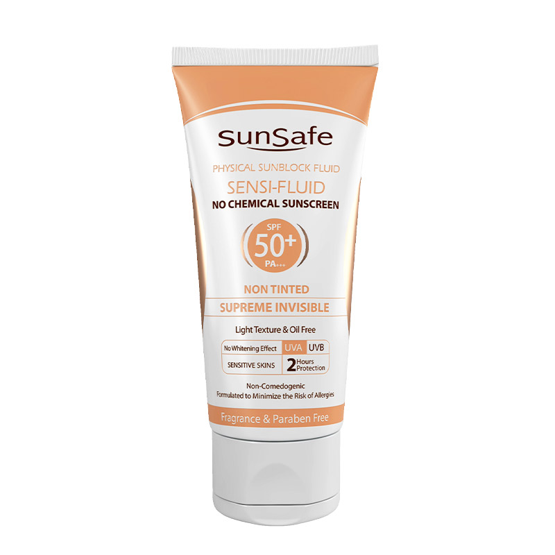 ضد آفتاب فلووید فیزیکال بی رنگ سان سیف sunsafe sensi-fluid